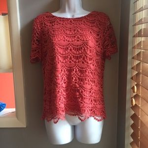 NWOT ORANGE LACE TOP FROM FOREVER 21 SIZE M!!